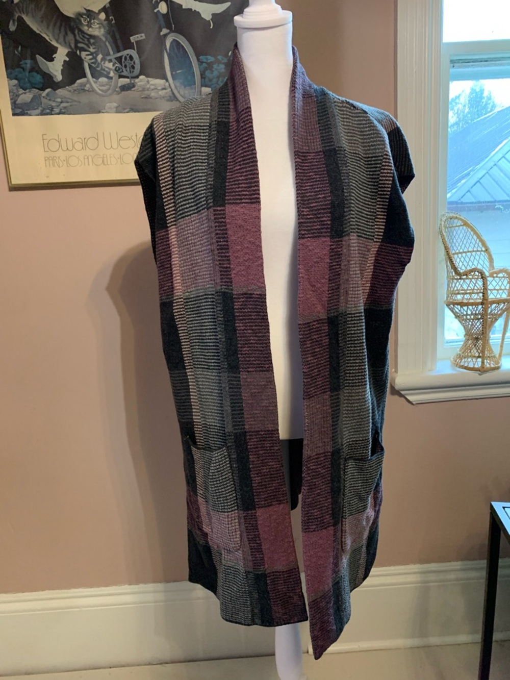 Chaps Pink Black Gray Knit cardigan cozy comfy classic essentials spring